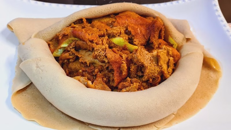 Firfir (Injera With Spicy Sauce)