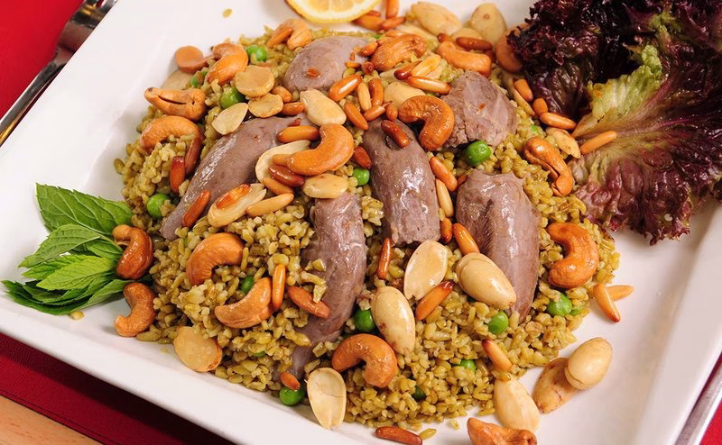 Freekeh With Meat And Almonds